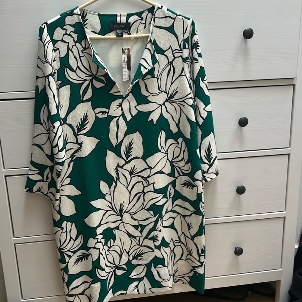 New green shift dress. Karen Kane.